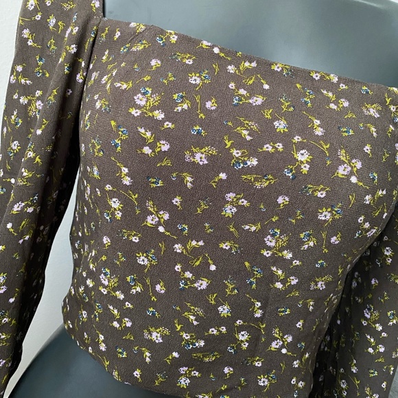 OAK + FORT Brown Floral Long Sleeve Top size M - Picture 2 of 6
